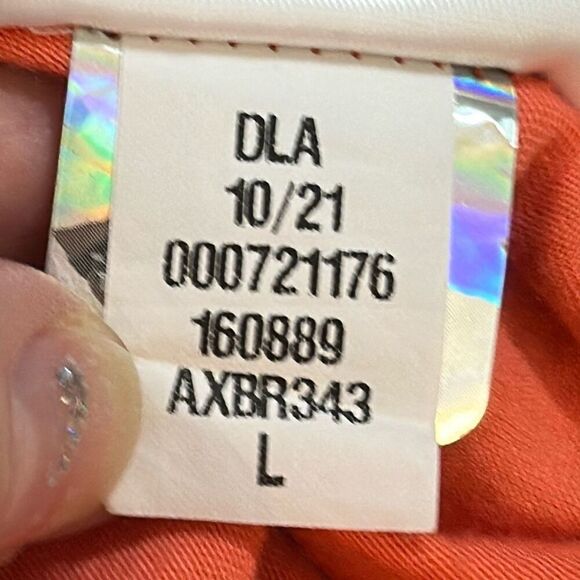 The North Face Shirt Womens Large Coral Cropped Logo Tee Boxy Band Collar Relaxe - Picture 5 of 7